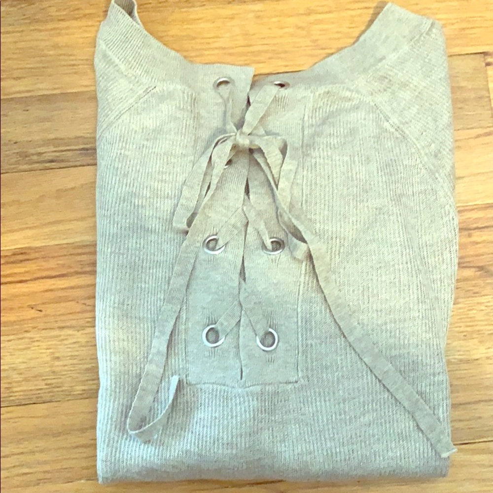 Loft Sand Tie Font Pullover, Size Small